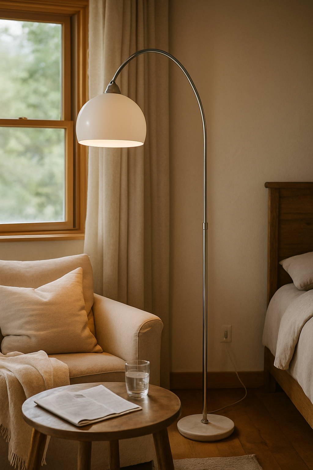 Floor Lamps Arc Dome Shade Living Room | Chrome