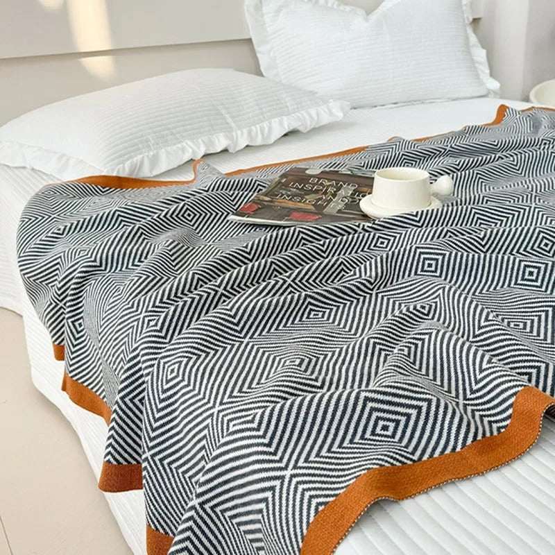 Geometric Pattern Blanket for Sofa and Bed | Modern Throw