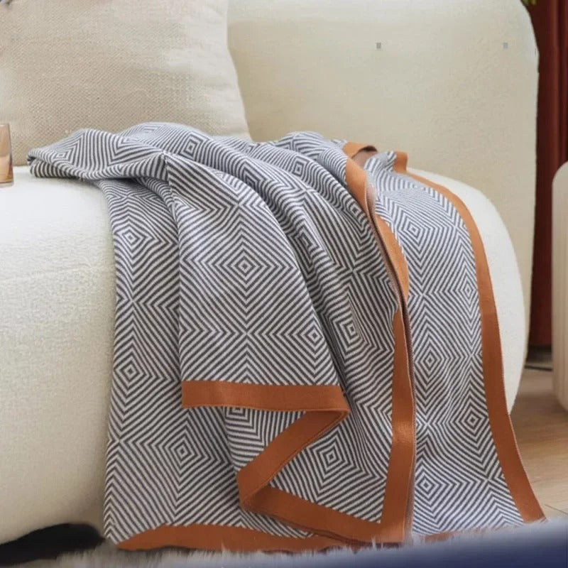 Geometric Pattern Blanket for Sofa and Bed | Modern Throw
