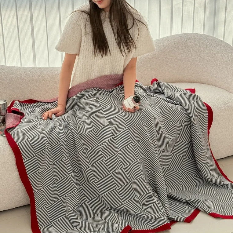 Geometric Pattern Blanket for Sofa and Bed | Modern Throw