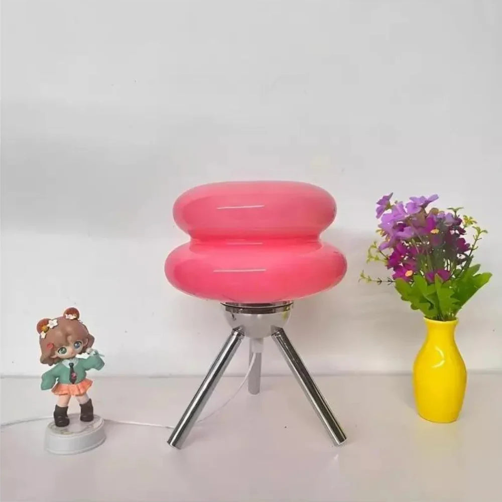 Glass Table Lamp LED Tripod Bedside | Modern