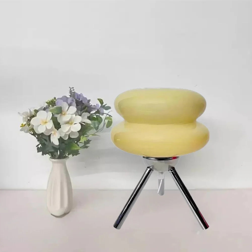 Glass Table Lamp LED Tripod Bedside | Modern