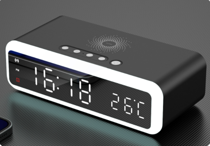 LED Digital Alarm Clock with Temperature Display | Wireless Charger