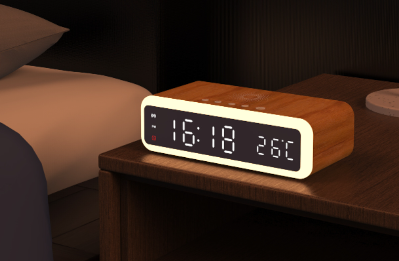 LED Digital Alarm Clock with Temperature Display | Wireless Charger
