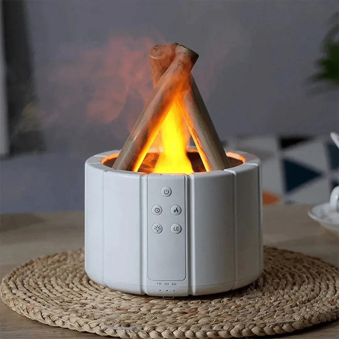 LED Flame Effect Aroma Diffuser | Tabletop Oil Mist Lamp