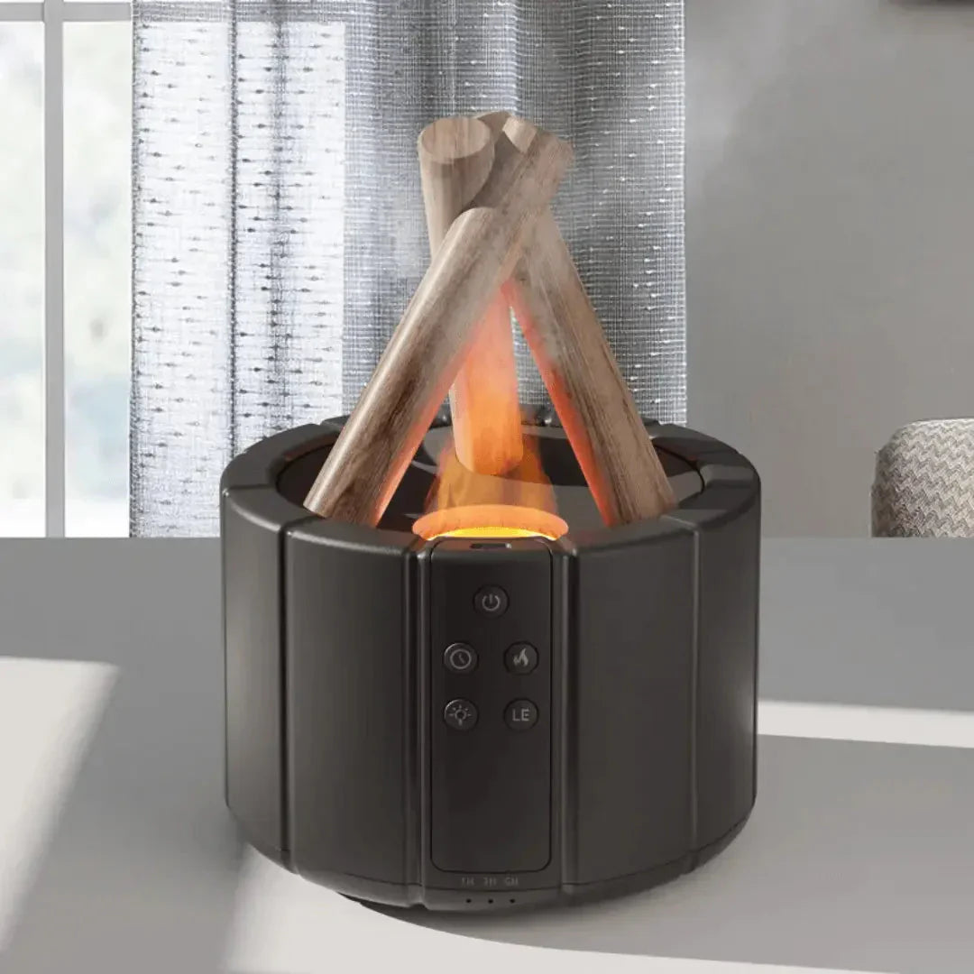 LED Flame Effect Aroma Diffuser | Tabletop Oil Mist Lamp