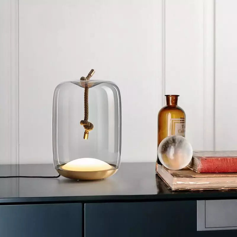 LED Lights Glass Table Lamp with Rope Design | Modern Decorative