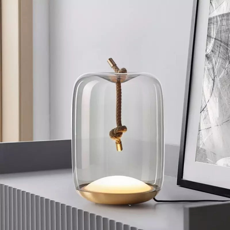 LED Lights Glass Table Lamp with Rope Design | Modern Decorative