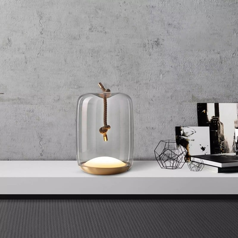 LED Lights Glass Table Lamp with Rope Design | Modern Decorative