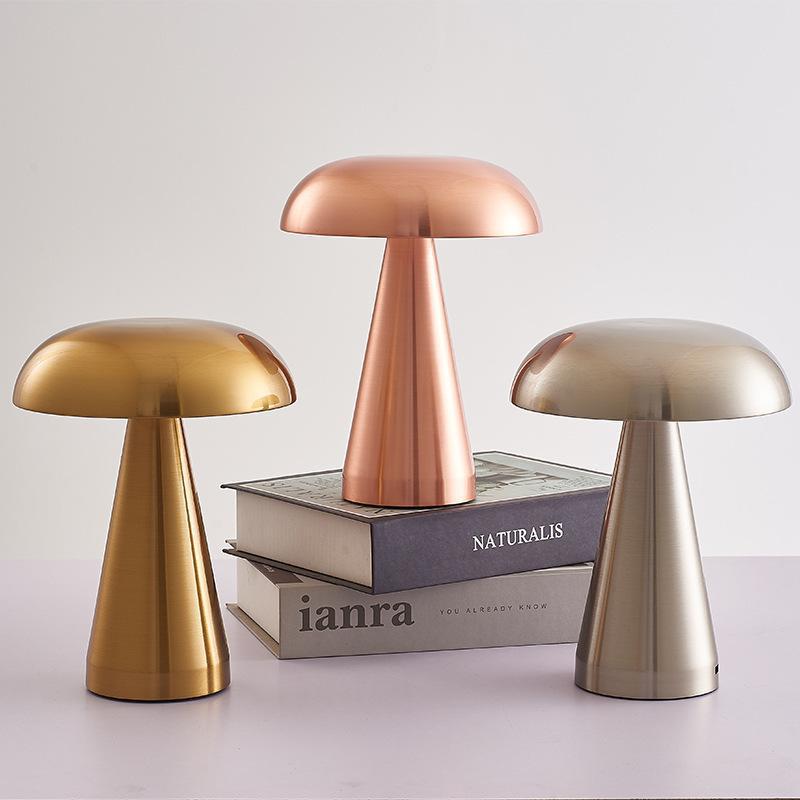 LED Lights Mushroom-Style Table Lamp | Cordless & Rechargeable