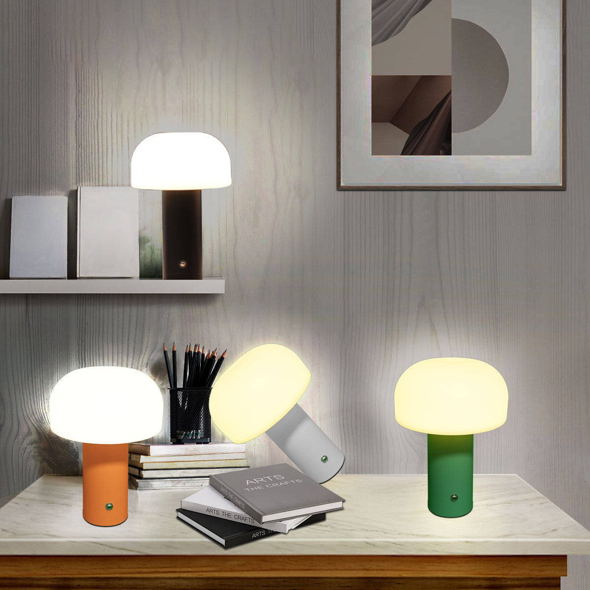 LED Lights Mushroom Table Lamp | Cordless