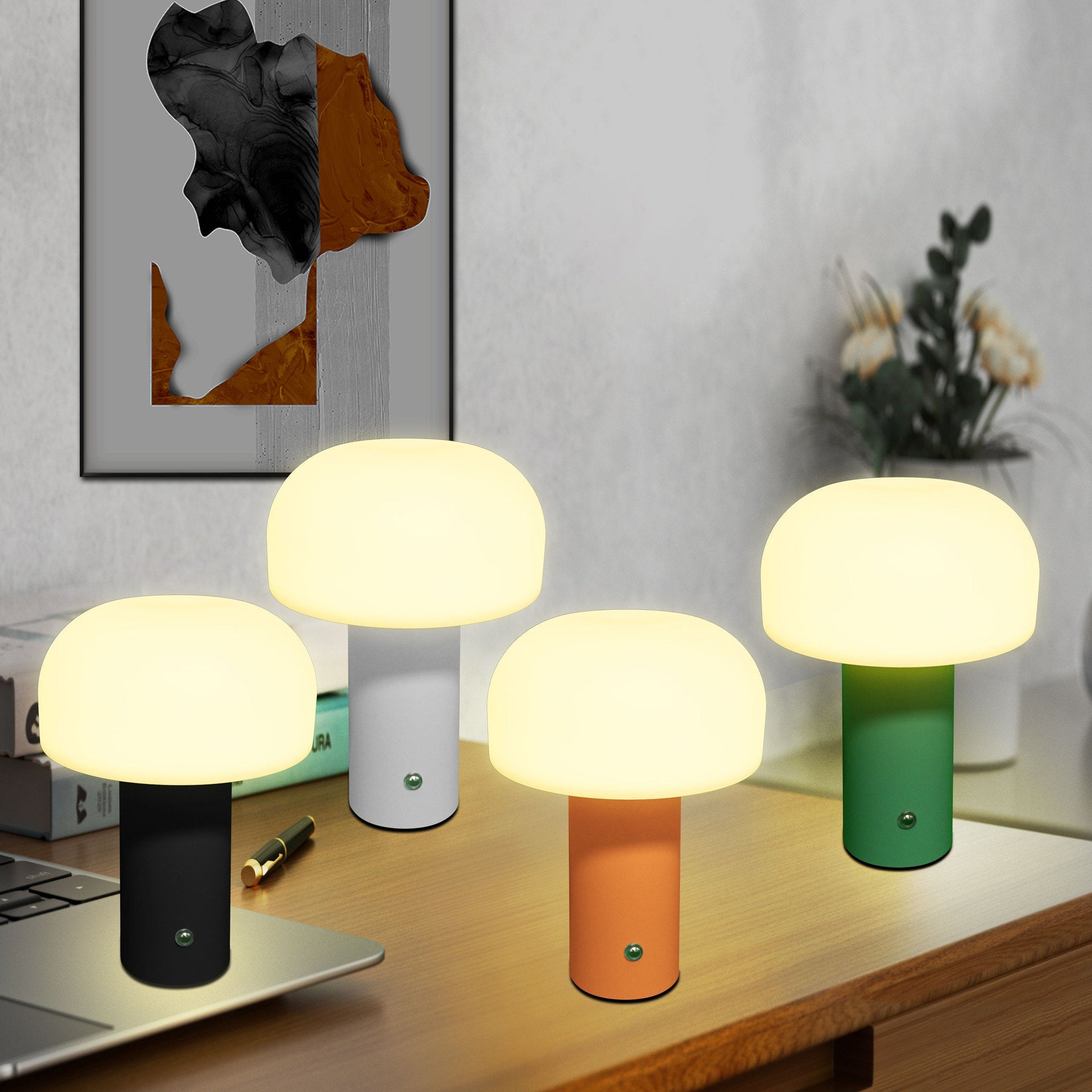 LED Lights Mushroom Table Lamp | Cordless