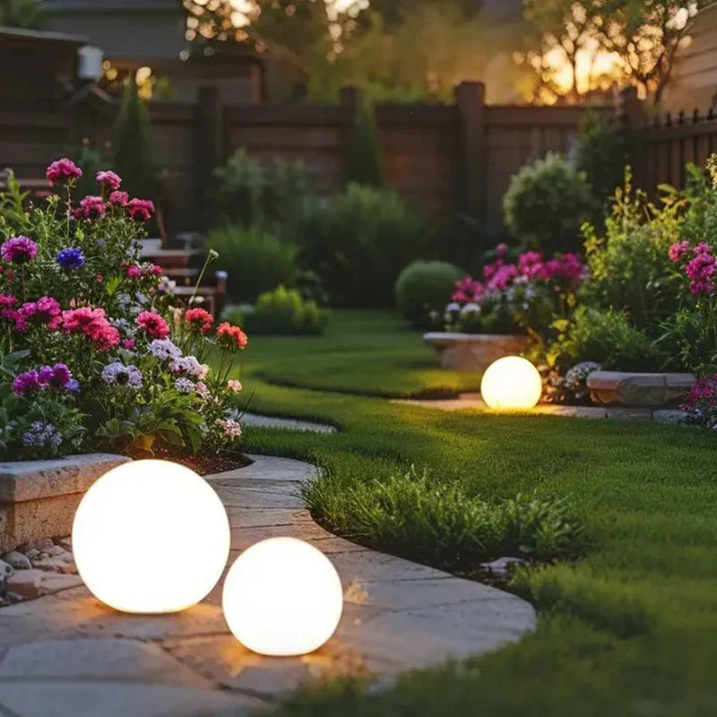 LED Outdoor Lights Garden Spheres | Modern Solar Path Lighting