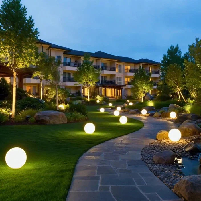 LED Outdoor Lights Garden Spheres | Modern Solar Path Lighting