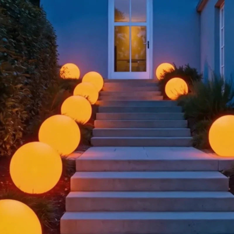 LED Outdoor Lights Garden Spheres | Modern Solar Path Lighting