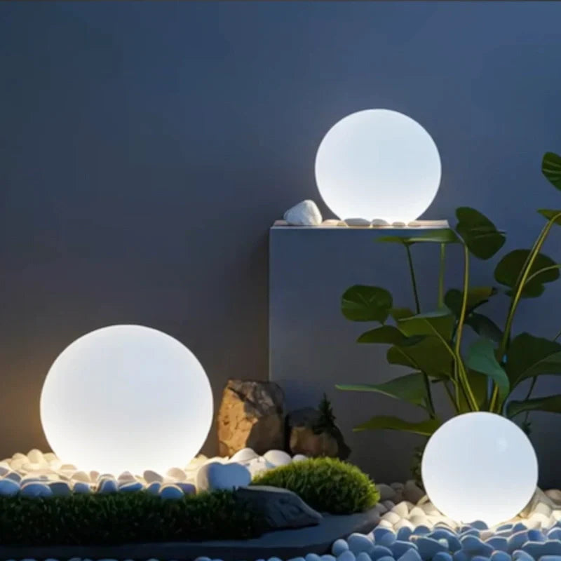 LED Outdoor Lights Garden Spheres | Modern Solar Path Lighting