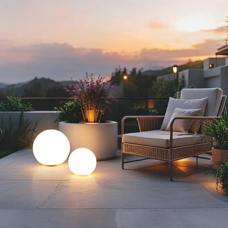LED Outdoor Lights Garden Spheres | Modern Solar Path Lighting