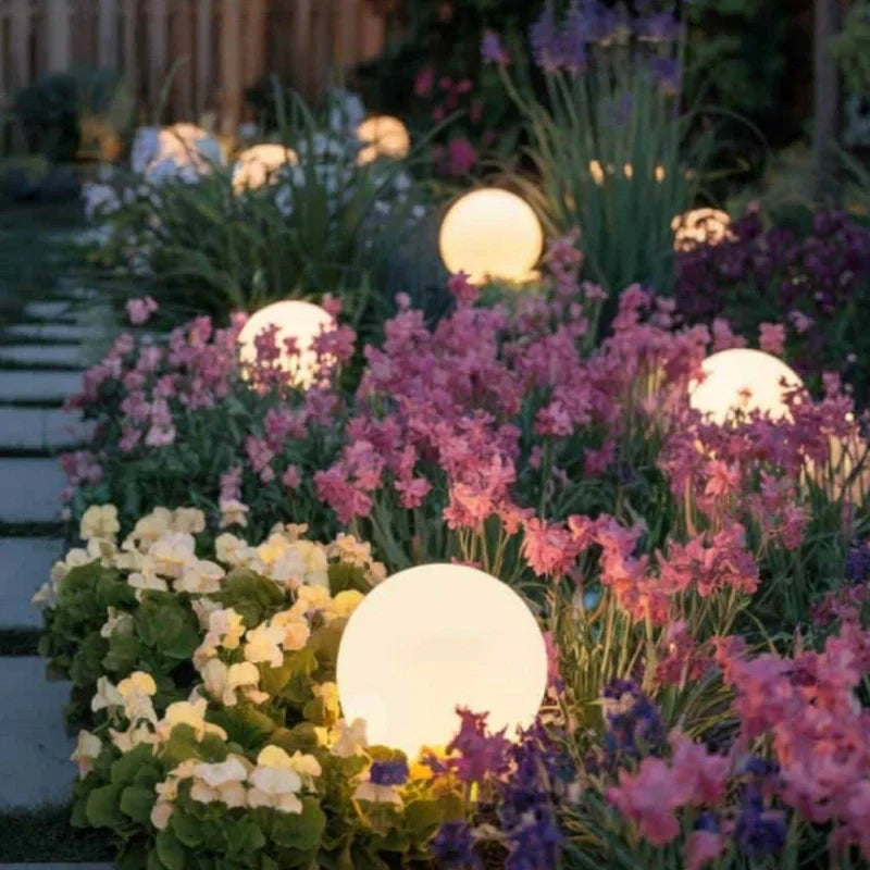 LED Outdoor Lights Garden Spheres | Modern Solar Path Lighting