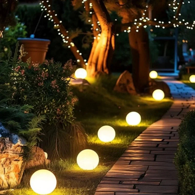 LED Outdoor Lights Garden Spheres | Modern Solar Path Lighting
