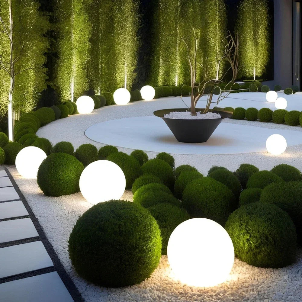 LED Outdoor Lights Garden Spheres | Modern Solar Path Lighting
