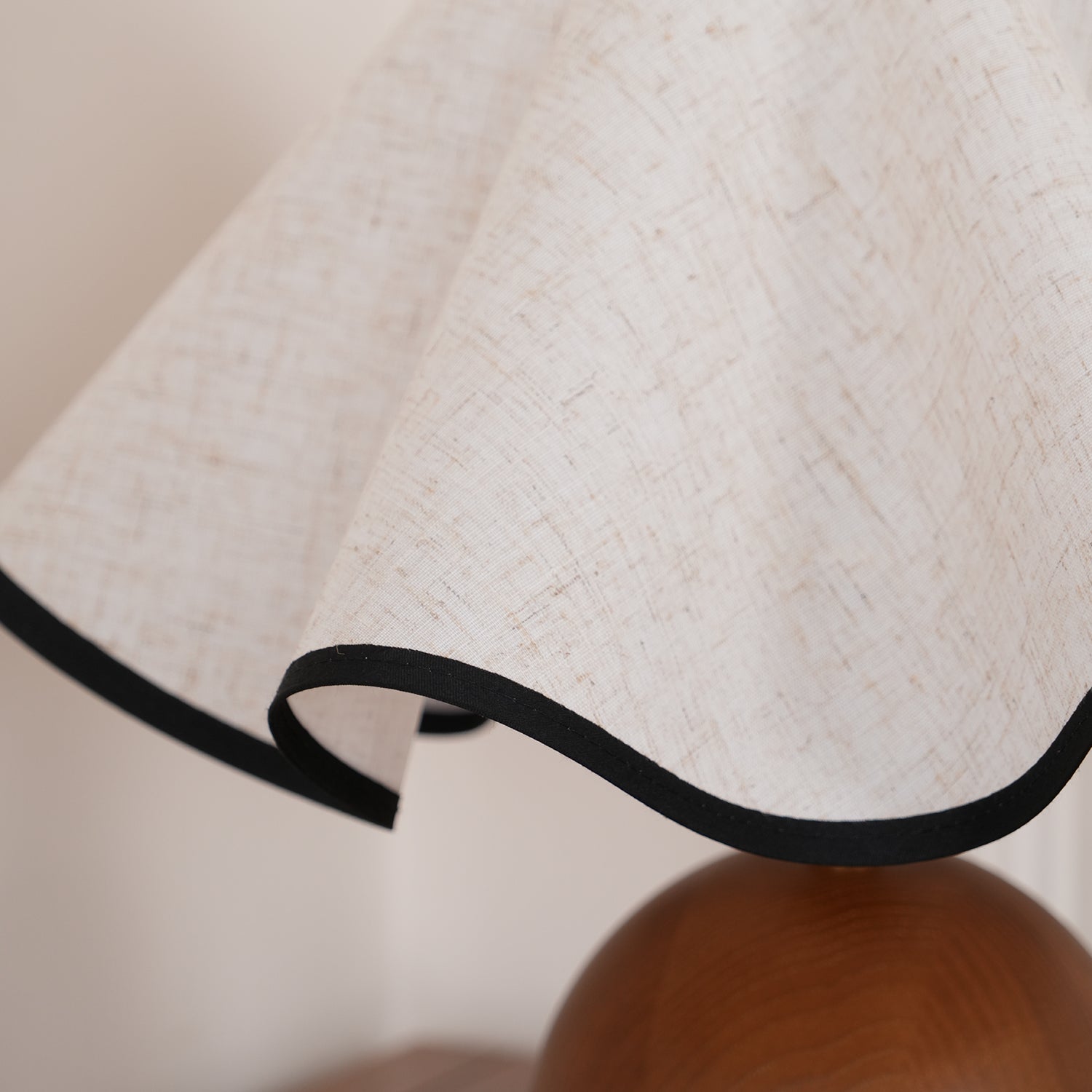 Bedside Lamps with Wavy Shade & Wooden Ball Base | Modern