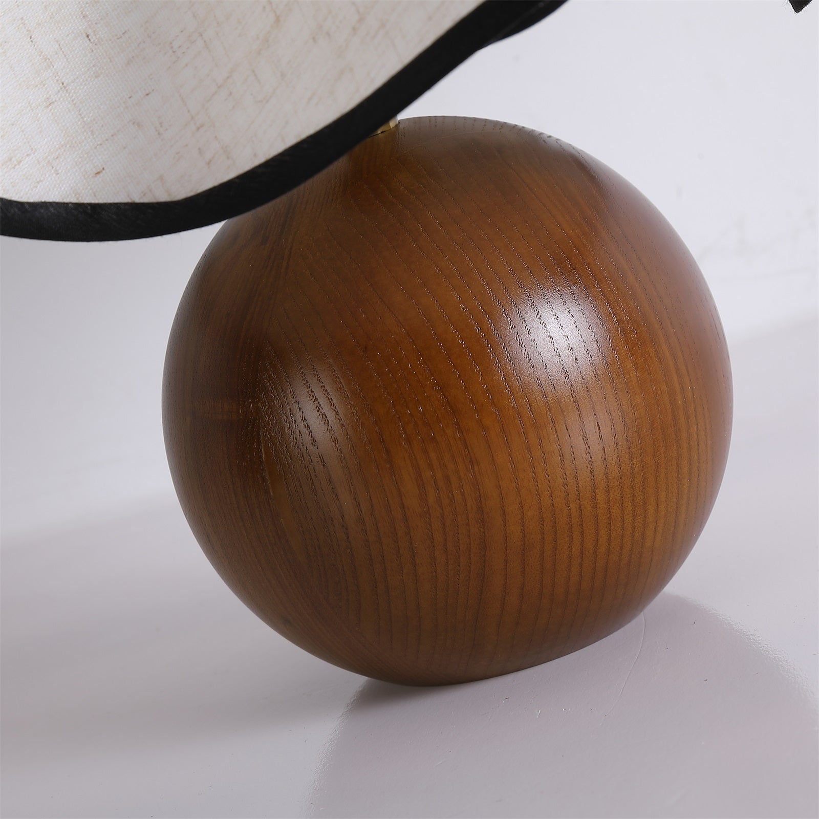 Bedside Lamps with Wavy Shade & Wooden Ball Base | Modern