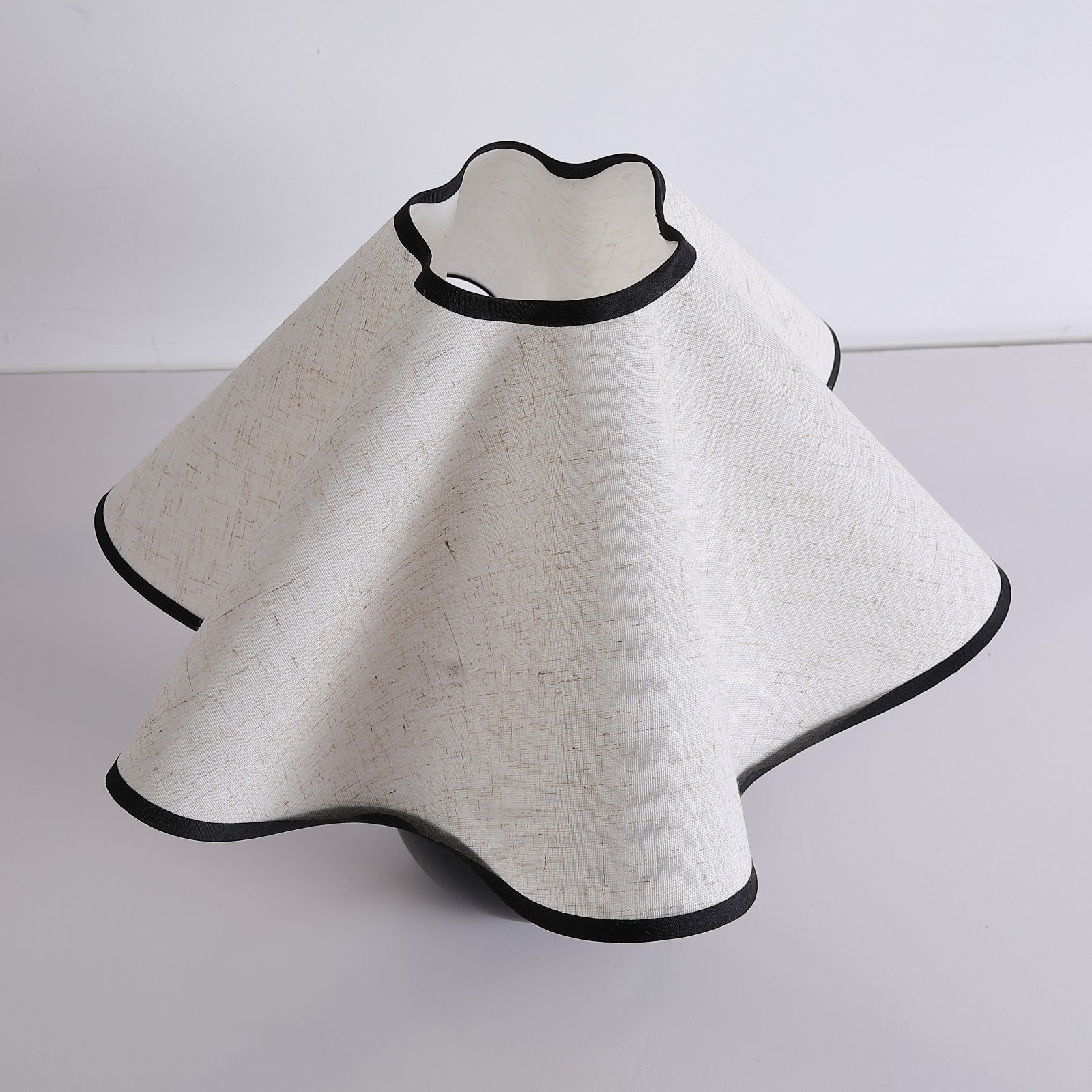 Bedside Lamps with Wavy Shade & Wooden Ball Base | Modern