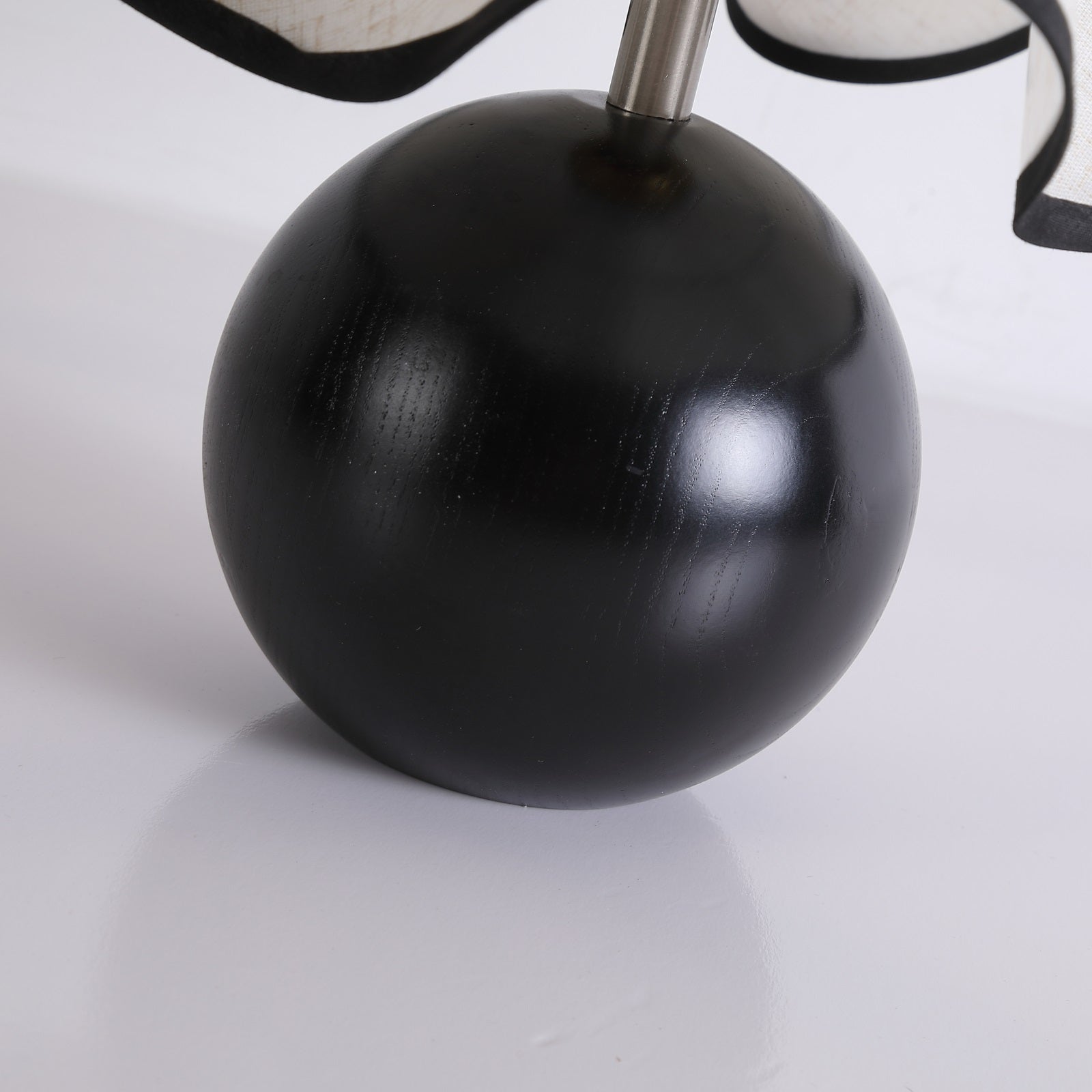 Bedside Lamps with Wavy Shade & Wooden Ball Base | Modern