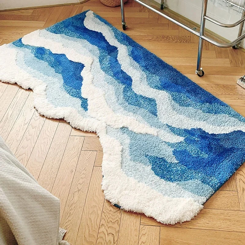 Living Room Rug Wave Pattern | Washable