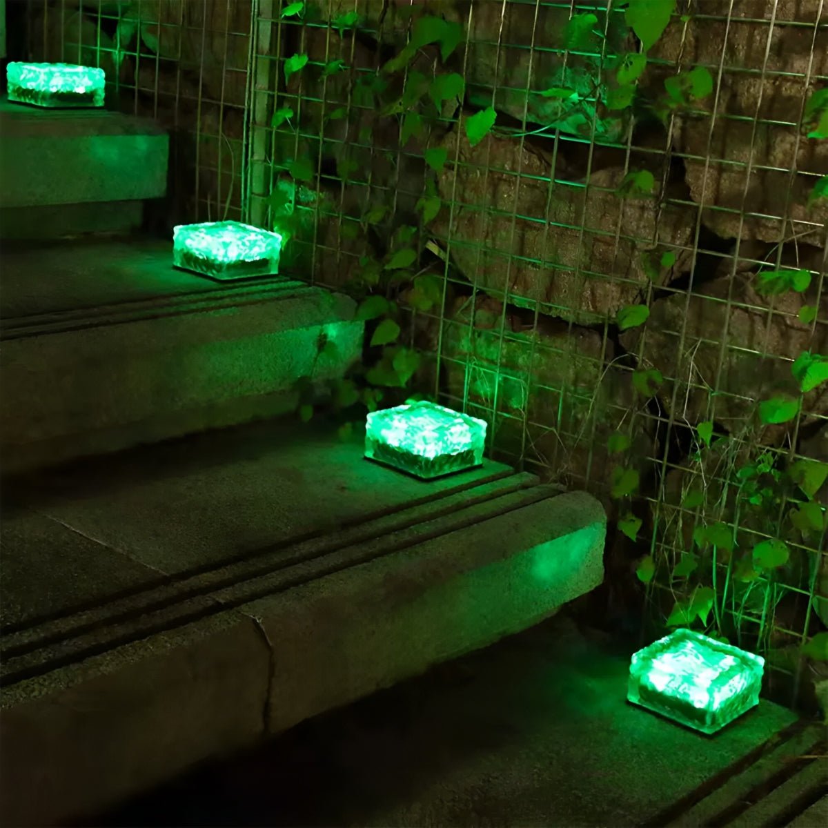 Outdoor Lights LED Glass Brick Path Lamps | Solar