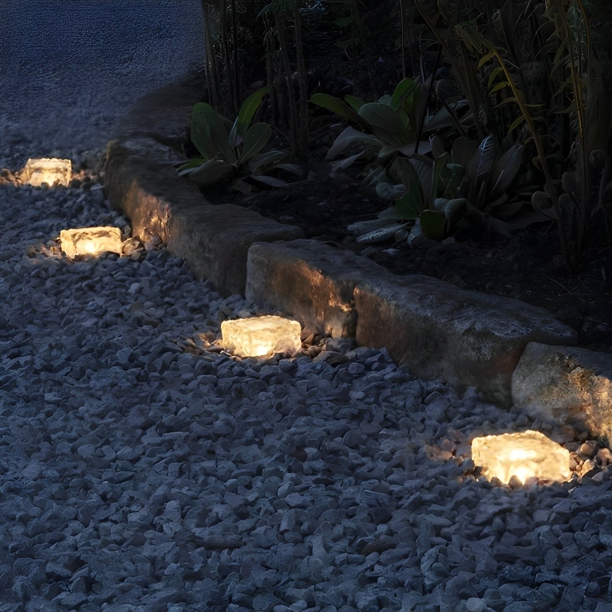 Outdoor Lights LED Glass Brick Path Lamps | Solar