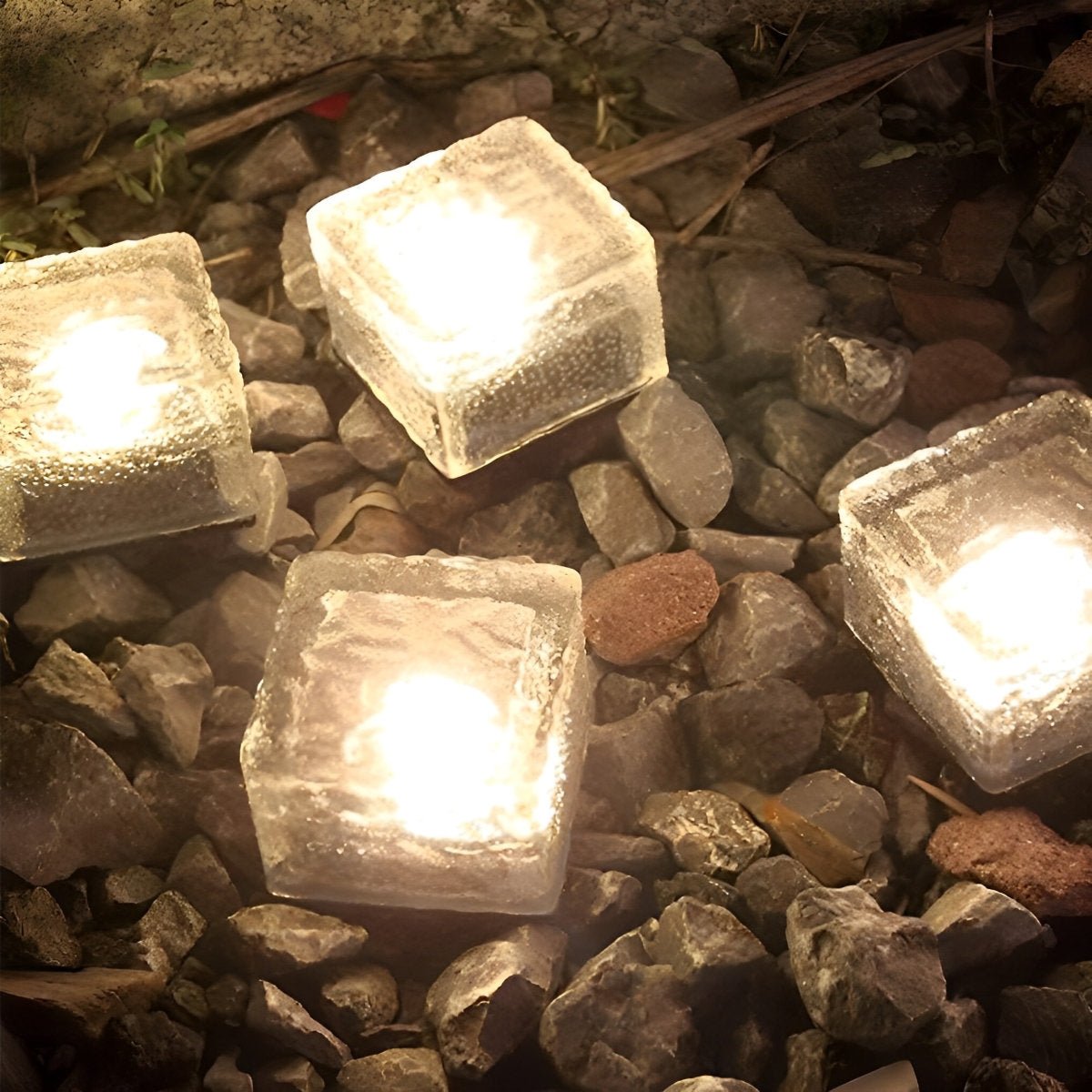 Outdoor Lights LED Glass Brick Path Lamps | Solar