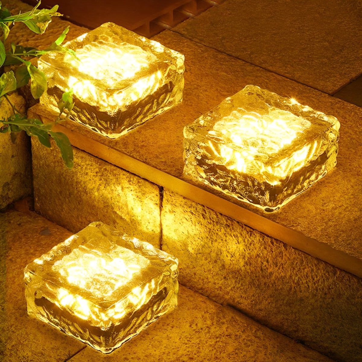 Outdoor Lights LED Glass Brick Path Lamps | Solar