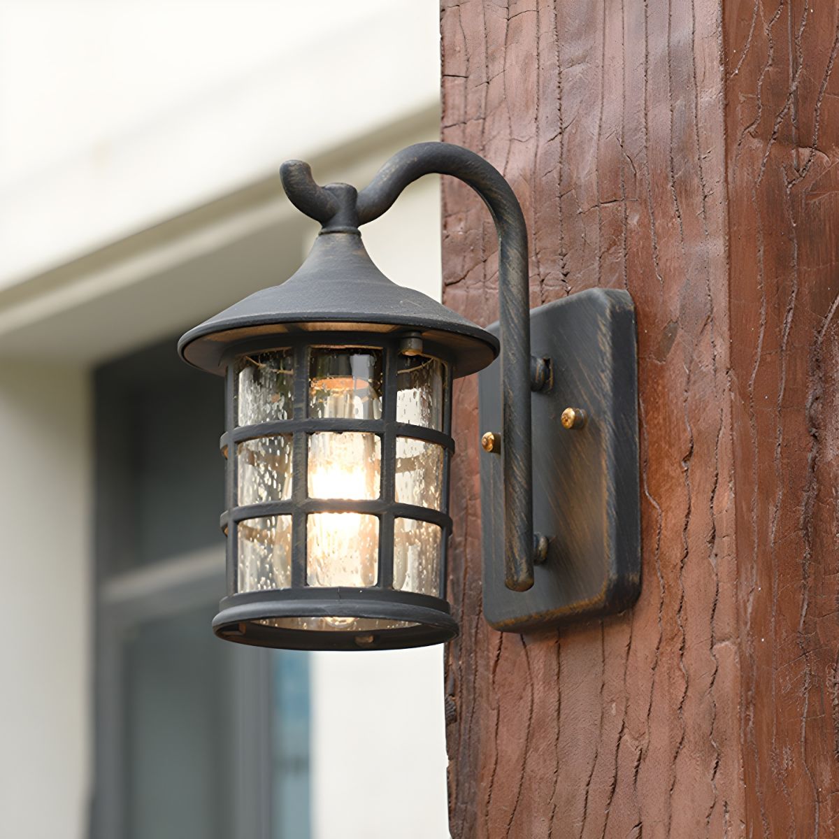 Outdoor Wall Lantern with Glass Shade | Exterior Porch & Entryway Light