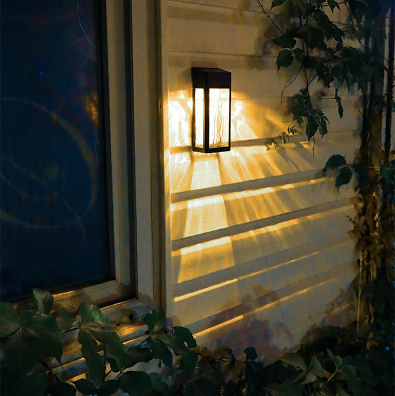 Outdoor Wall Light Solar LED Exterior | Textured Glass