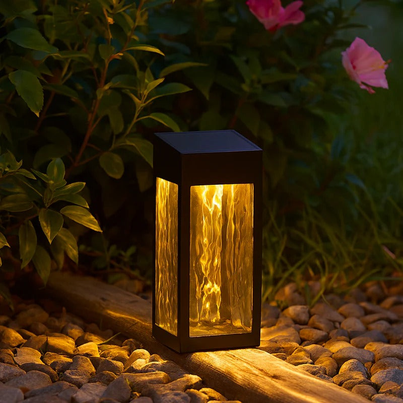 Outdoor Wall Light Solar LED Exterior | Textured Glass
