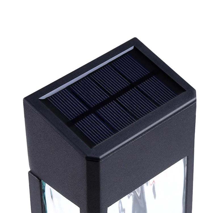 Outdoor Wall Light Solar LED Exterior | Textured Glass