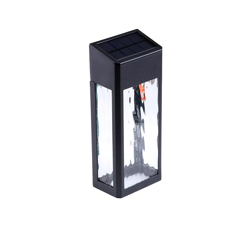 Outdoor Wall Light Solar LED Exterior | Textured Glass