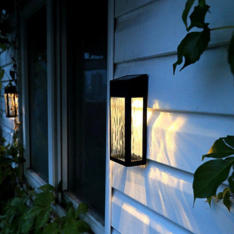 Outdoor Wall Light Solar LED Exterior | Textured Glass