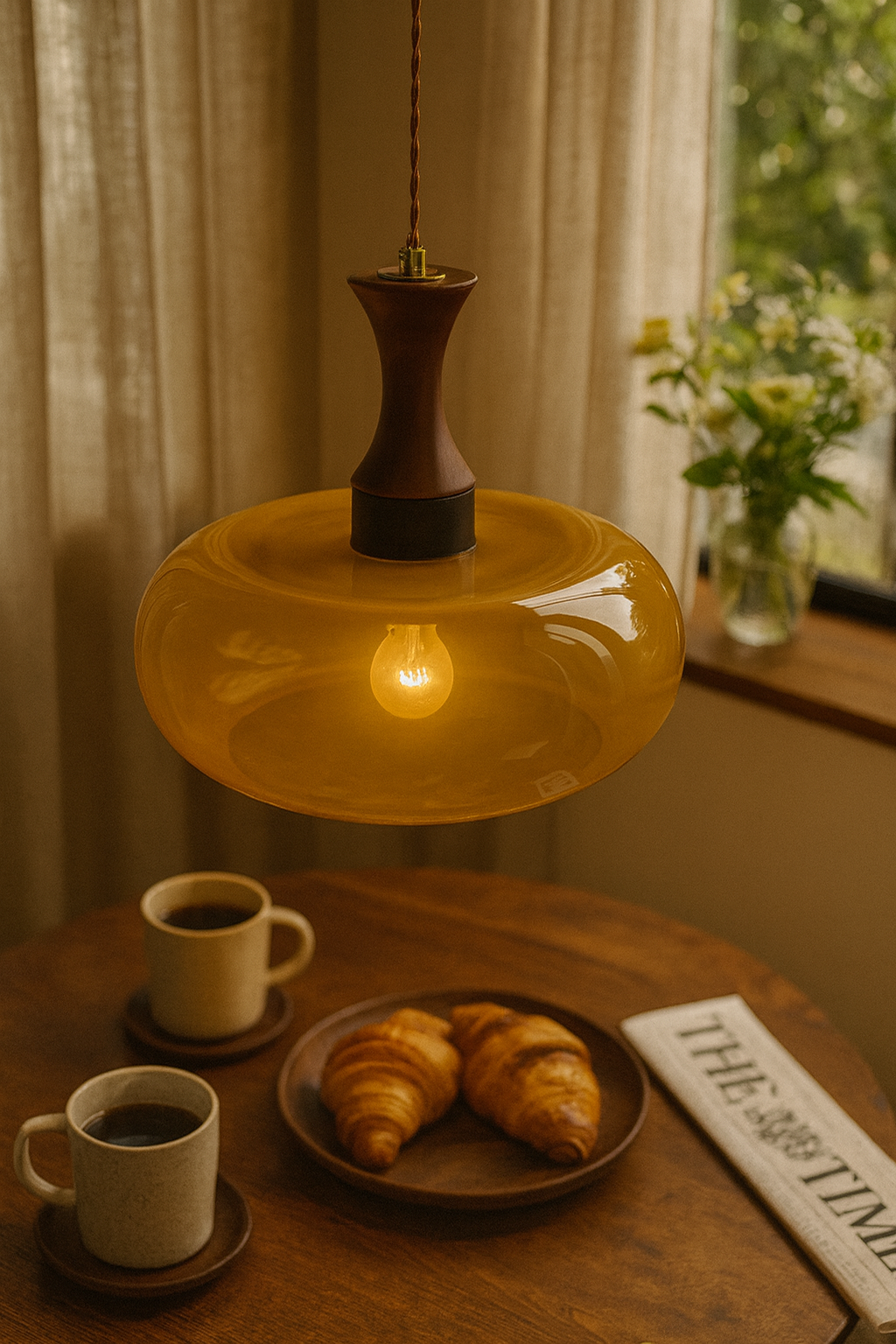 Pendant Lights Glass Amber Living Room | Wooden