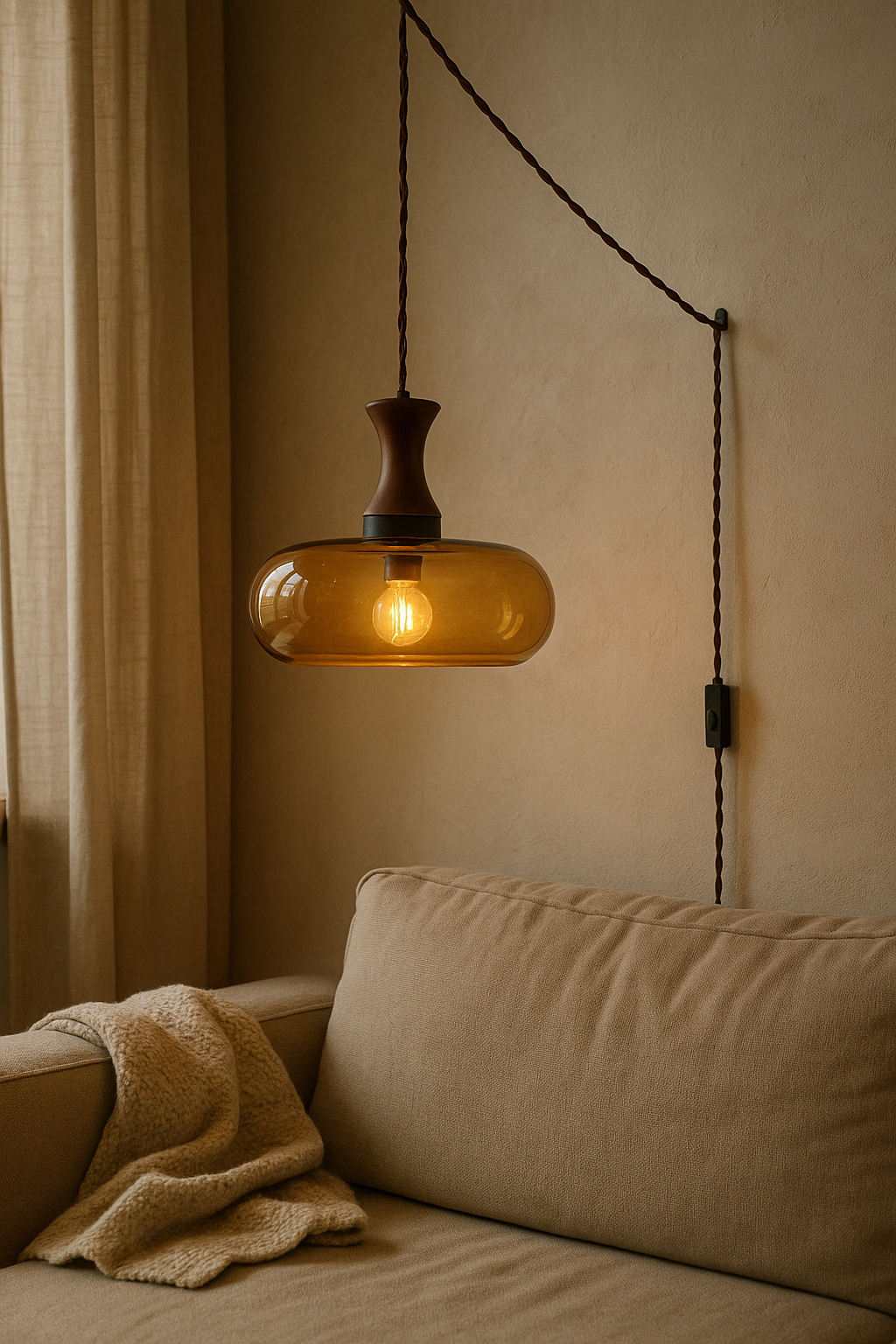 Pendant Lights Glass Amber Living Room | Wooden
