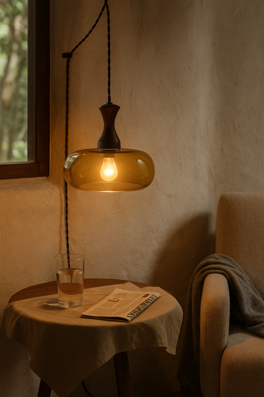 Pendant Lights Glass Amber Living Room | Wooden
