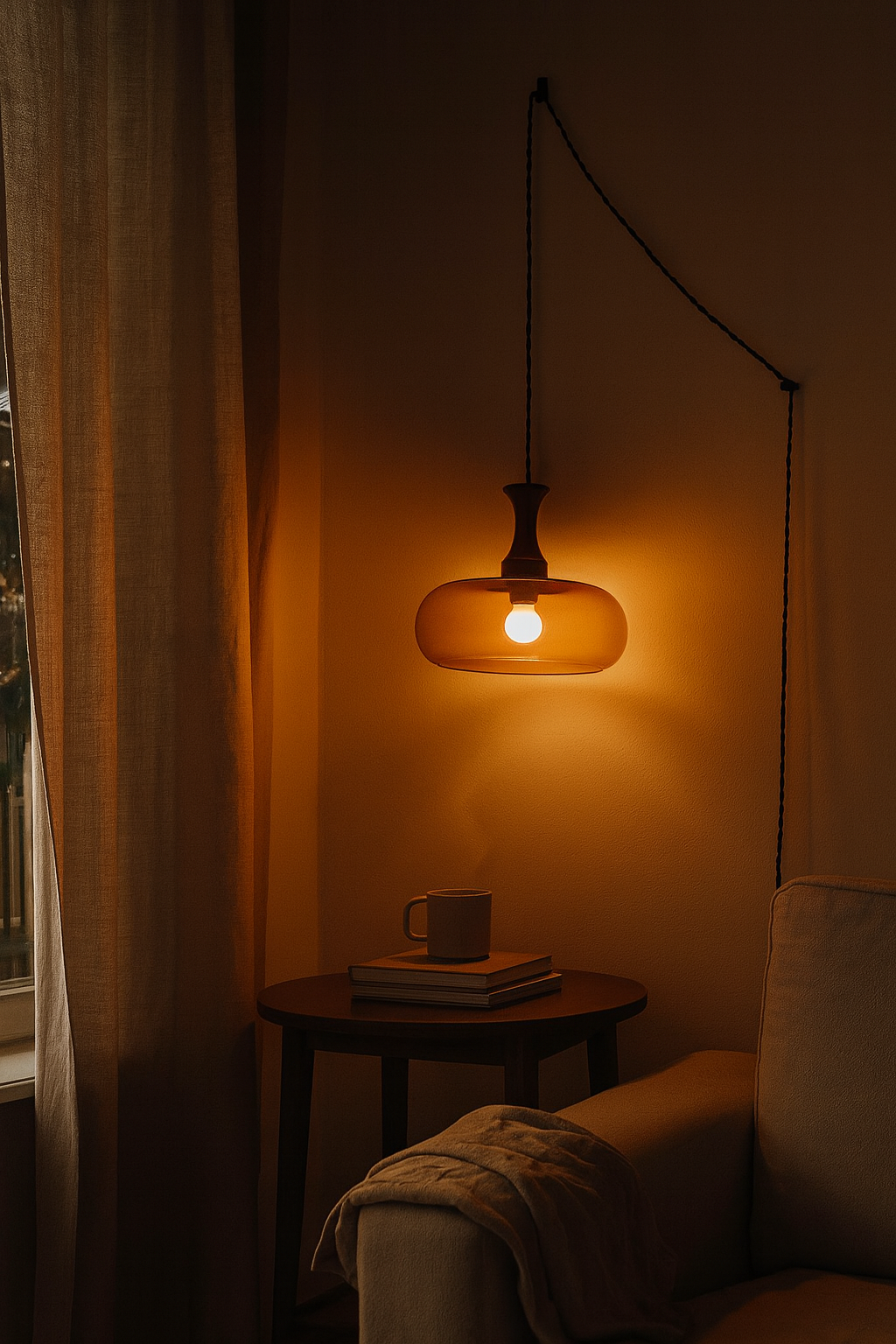 Pendant Lights Glass Amber Living Room | Wooden