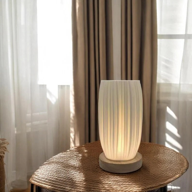 Rechargeable Lamp With Twisted Shade | Modern Table Lighting