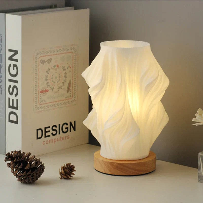 Rechargeable Lamp With Twisted Shade | Modern Table Lighting