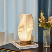 Rechargeable Lamp With Twisted Shade | Modern Table Lighting
