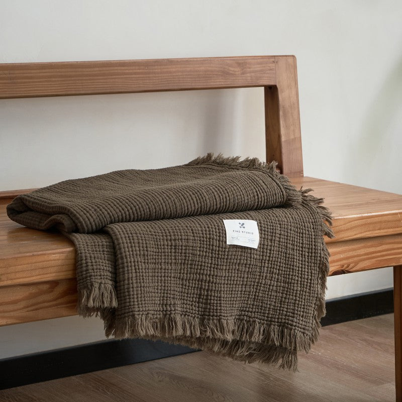 Sofa Throws Textured Fringe Living Room Blankets | Neutral