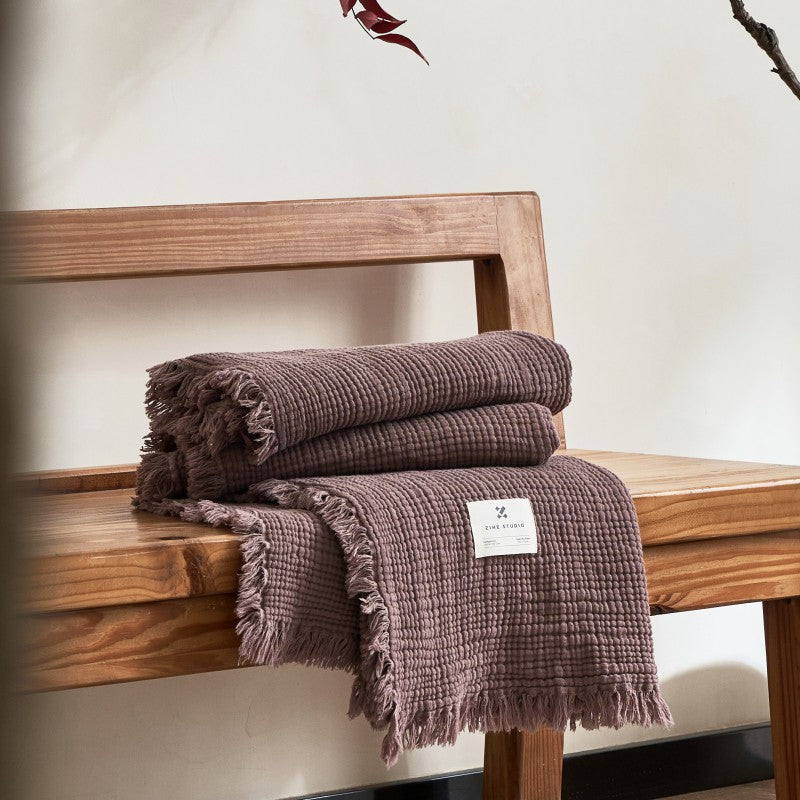 Sofa Throws Textured Fringe Living Room Blankets | Neutral