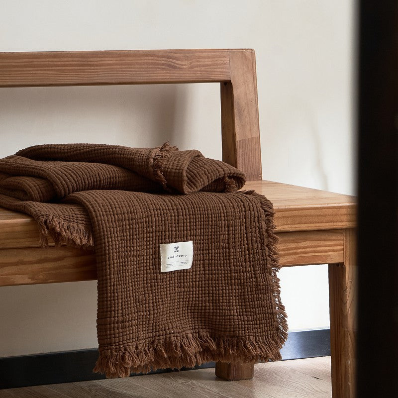 Sofa Throws Textured Fringe Living Room Blankets | Neutral