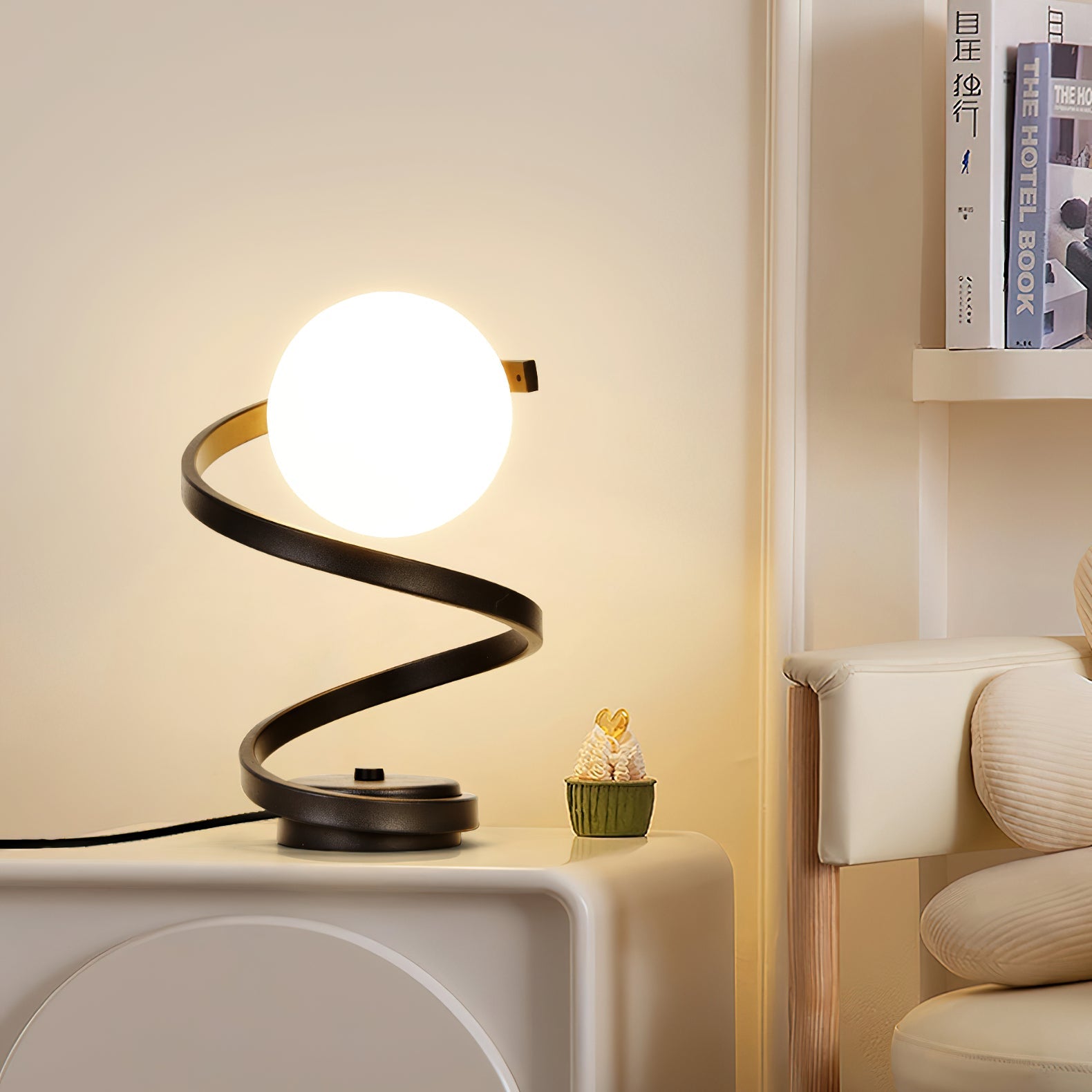 Table Lamp Spiral LED Bedside Glass | Globe